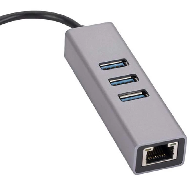 การ์ดเครือข่ายกิกะบิต USB อะลูมิเนียมอัลลอยใหม่3พอร์ตฮับ3.0 USB เพื่อ RJ45การ์ดเครือข่ายกิกะบิตอะแดปเตอร์อีเธอร์เน็ต