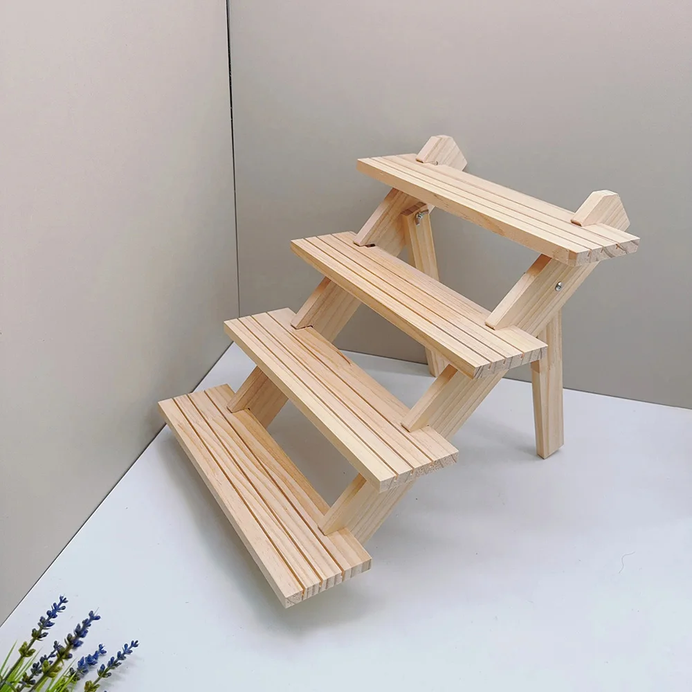 Wood Display Stand Figures Doll Stands Perfume Organizer Dessert Jewelry Display Riser Mini Plants Storage Shelf Detachable