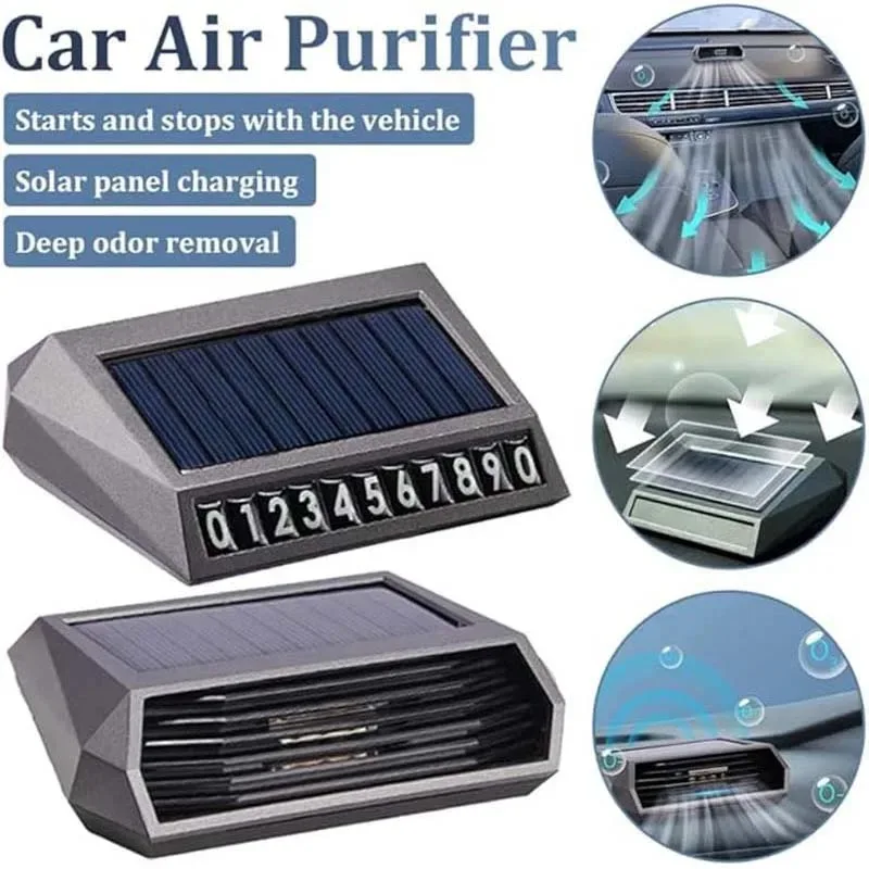 Air Freshener Interior Ornament Decompose Odor Removal Ornaments Temporary Parking Phone Number Plate Solar Car Air Purifier