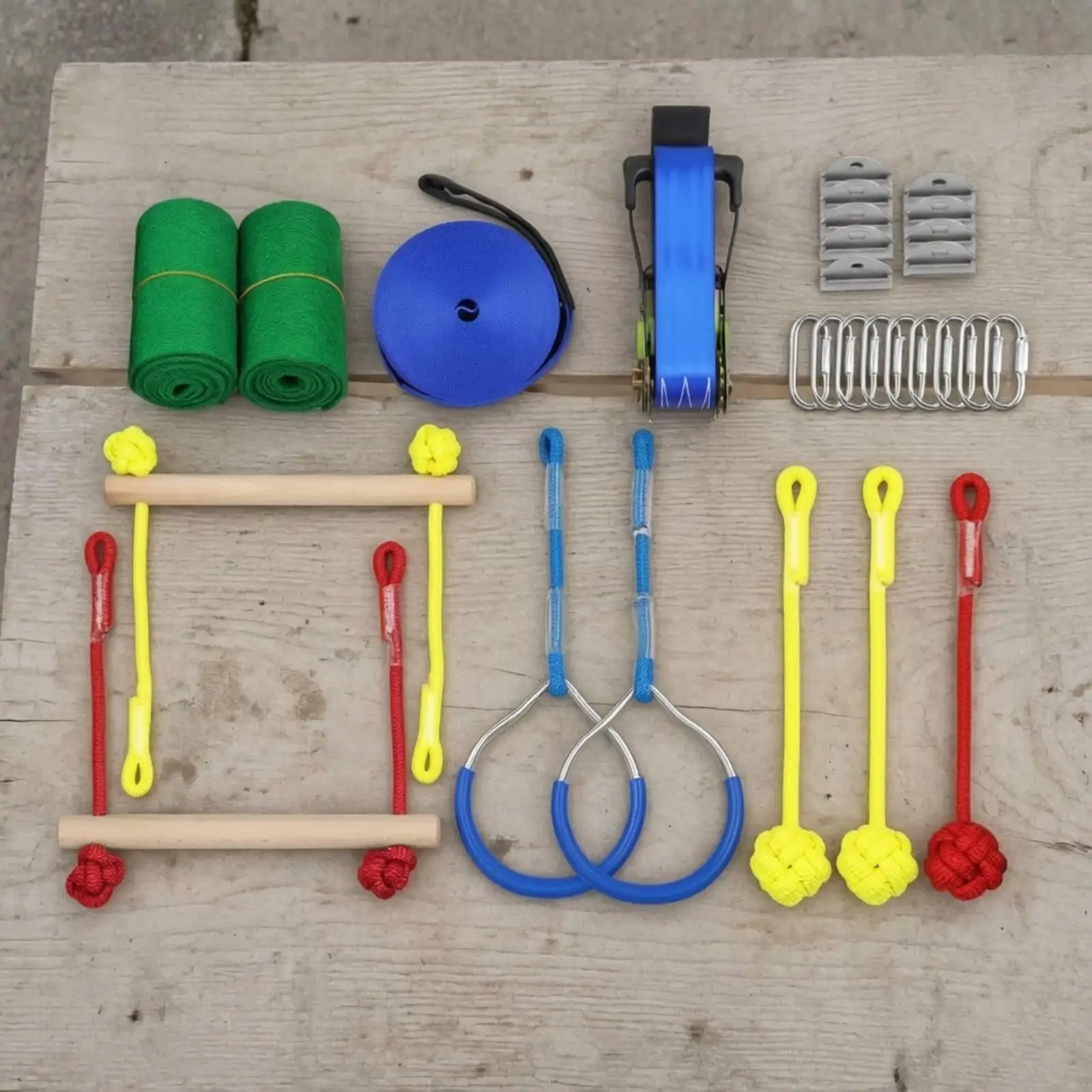 Slackline with Wooden Grips Safe Balance Training Slackline Obstacle Training Line Beginner-Friendly Play Set Complete