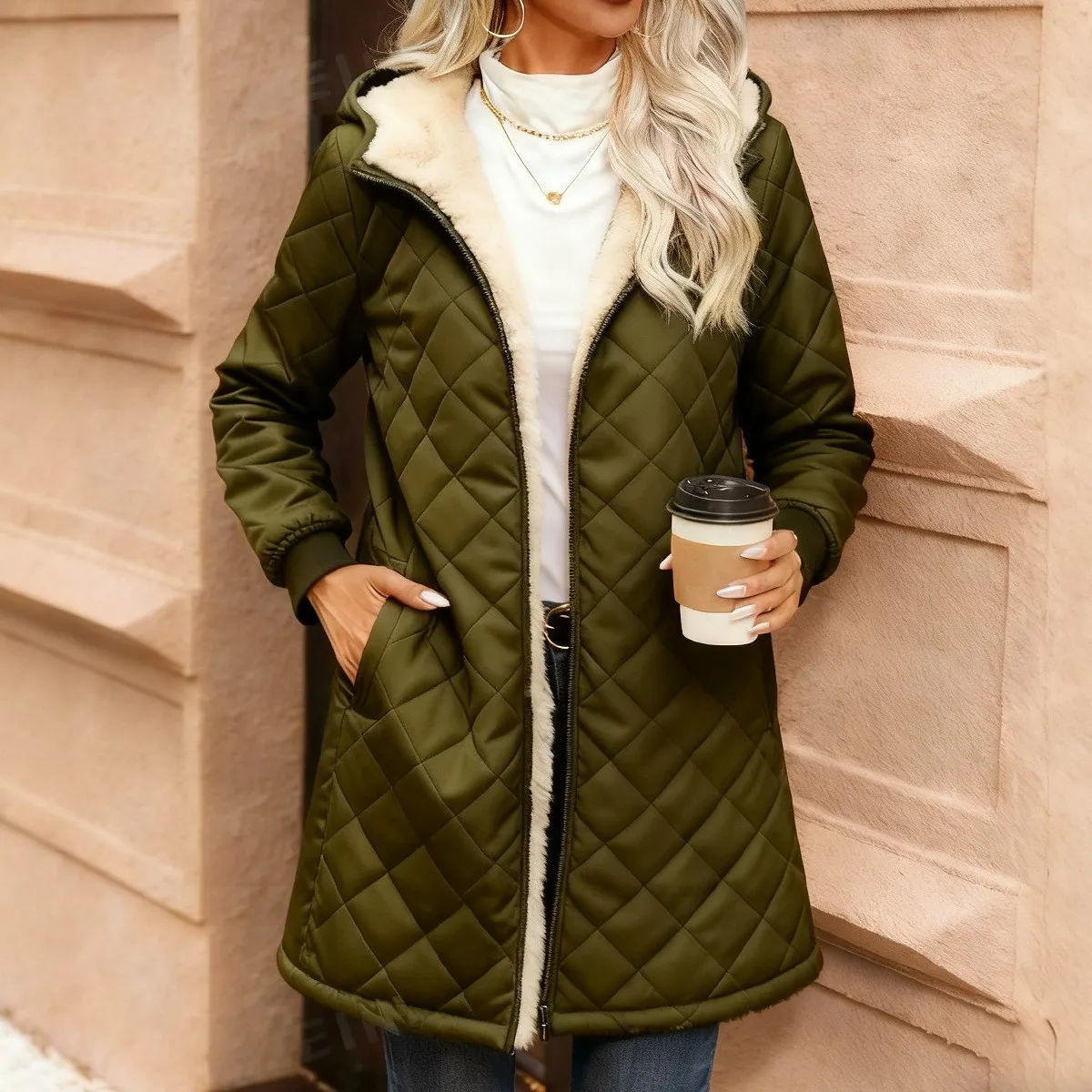 Open Front Pockets Coat Regular Length Casual with Embroidery Regular Sleeves Japanese Korean Casual Plaid Pattern Women Jacket