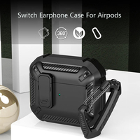 For Airpods Pro 2 1 Case Shockproof Accessories With Keychain Carbon Fiber Armor Earphone Cases Headphone Cover For Airpod 3 2 1