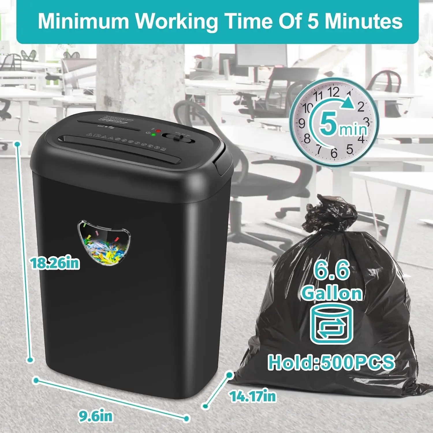 Heavy-Duty Cross-Cut Paper Shredder for Home Office, 14-Sheet Capacity with 6.6-Gallon Basket, P-4 Security Level