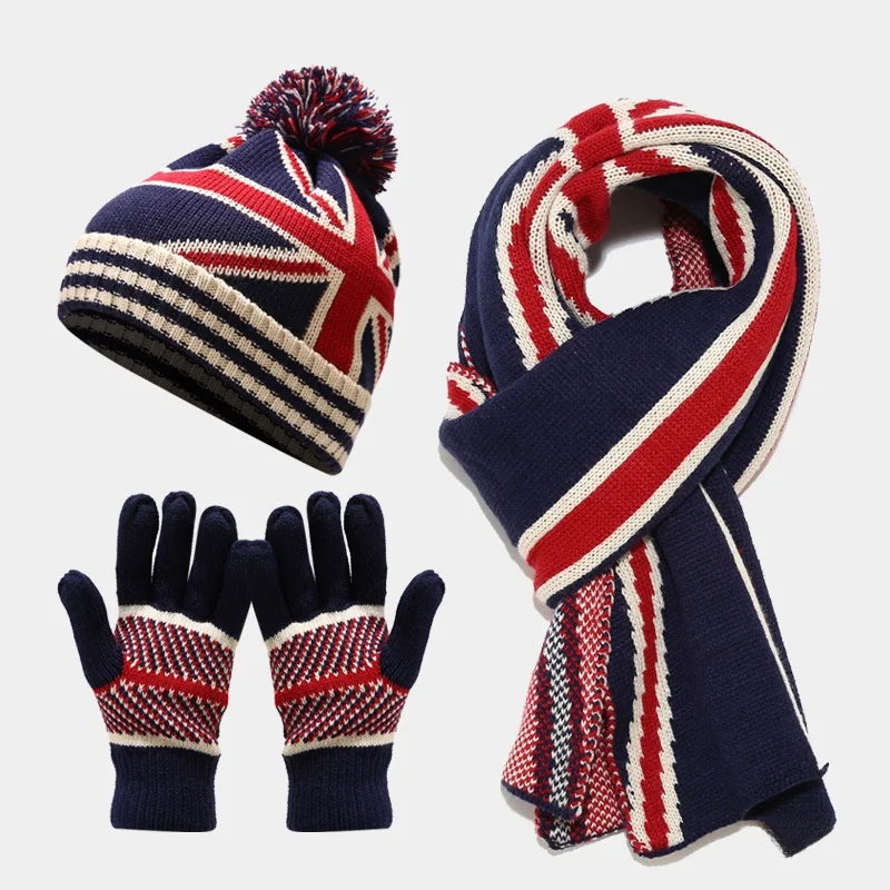 winter-outdoor-warmth-adult-scarf-hat-gloves-tee-piece-set-new-arrival-cheered-patterned-hat-scarf-combo-for-men-and-women