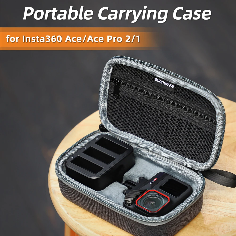 Gray Nylon Bag For Insta360 Ace/ Ace Pro2/1 Storage Carrying Case Handle Cover All-In-One Box Accessories Protector Travel Hand