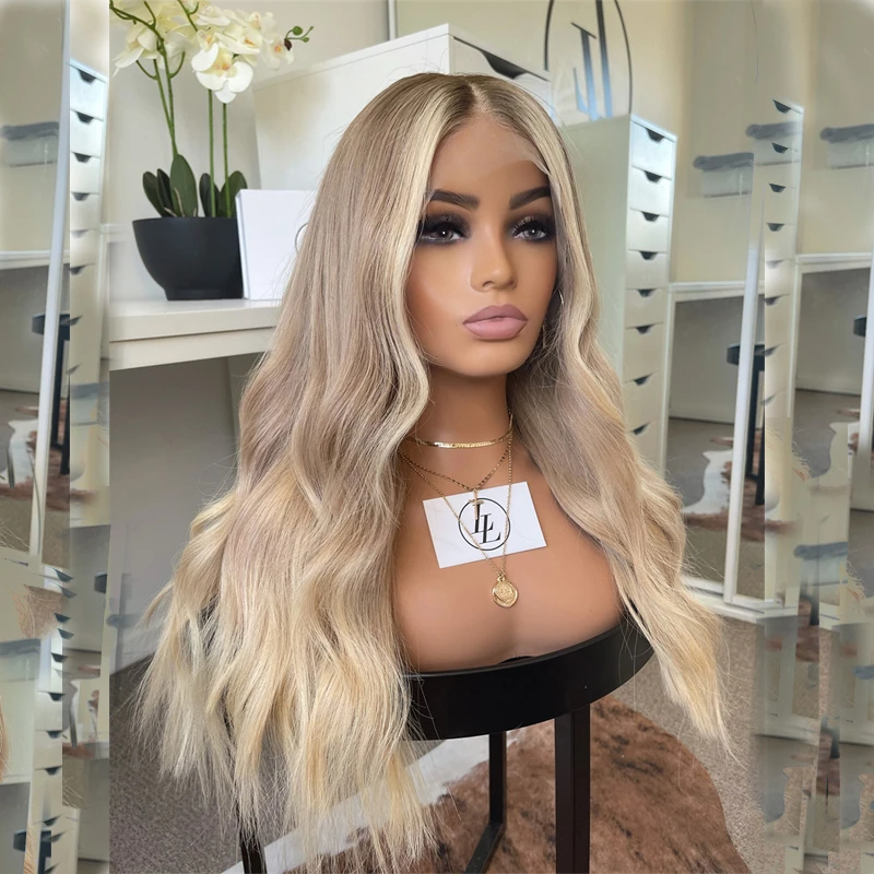 الجسم موجة شعر مستعار أشقر الاصطناعية فوتورا مزيج خصلات الشعر المستعار الإنسان للسيدات شعر مستعار طبيعي 13x4 المستقبل الألياف قسط الباروكات الذهبي شقراء