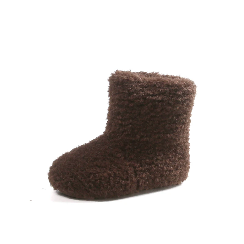 Winter Girls Warm Snow Boots Baby Leece-lined Sheepskin Booties Little Princess Cute Soft High-top Shoes