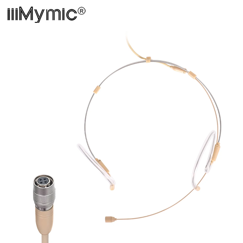 iiimymic Adjustable Headset Microphone Mini 4Pin Headworn Mic Foldable For Audio Technica Body-Pack Children Student Thick Cable