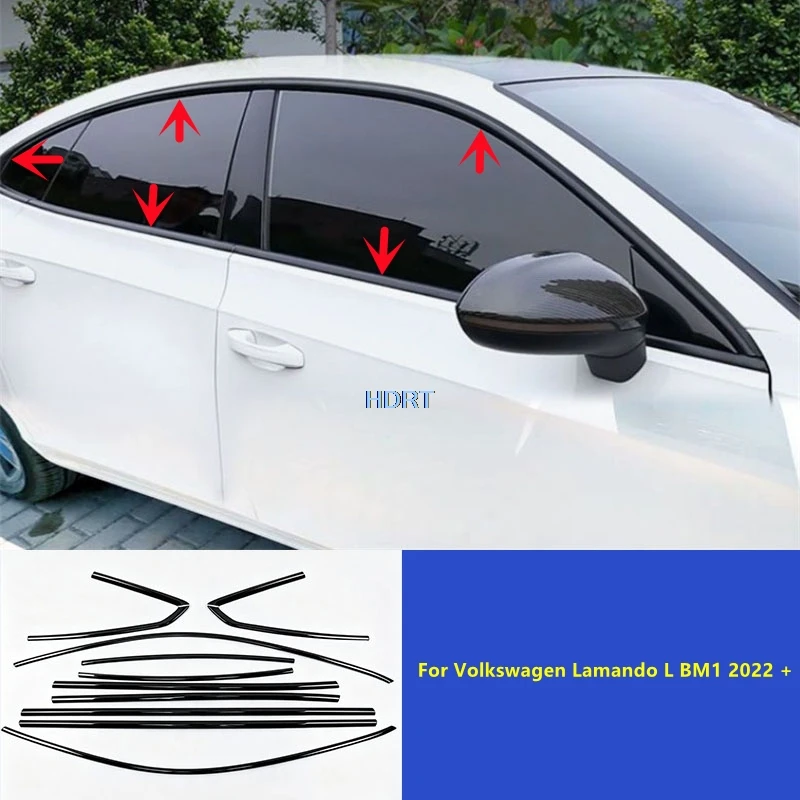 Car Styling Accessories Exterior Sticker Body Door Window Sill Side Glass Edge Trim Cover For Volkswagen Lamando L BM1 2022 +