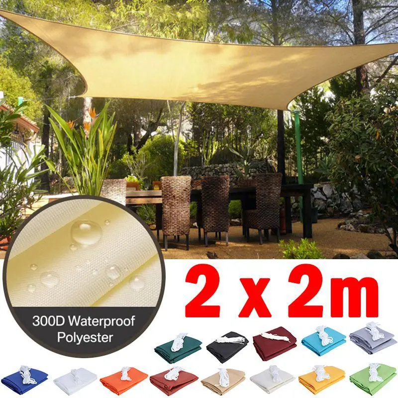 

2x2m Rectangle Waterproof Sun Shade Sail Outdoor Garden Beach Camping Awning Terrace Pool Sun Canopy Patio Sunscreen Sun Shelter