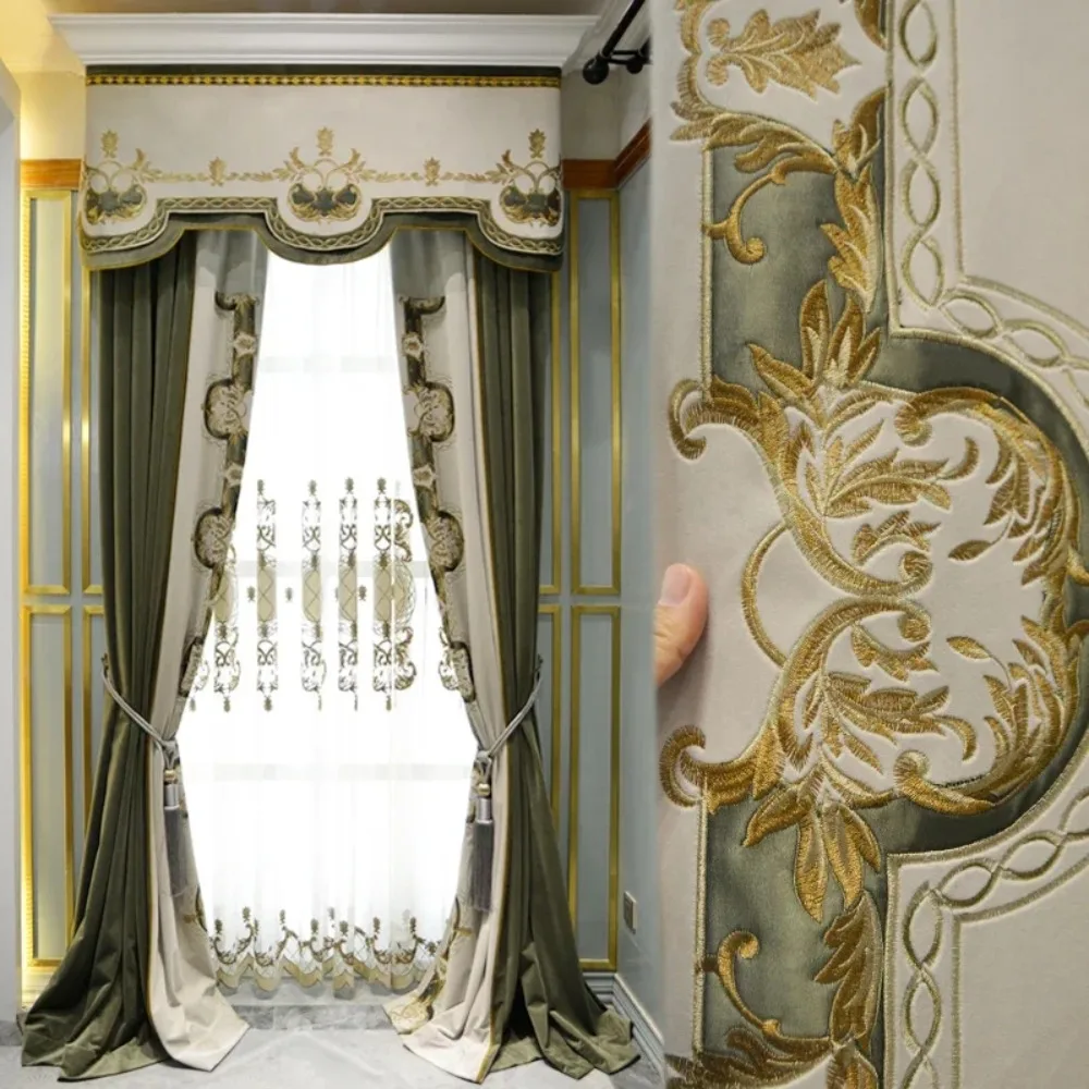 French Luxury Curtains for Living Dining Room Bedroom Blackout Embroidery High-end Villa Custom Home Decor Tulle Valance 1pc