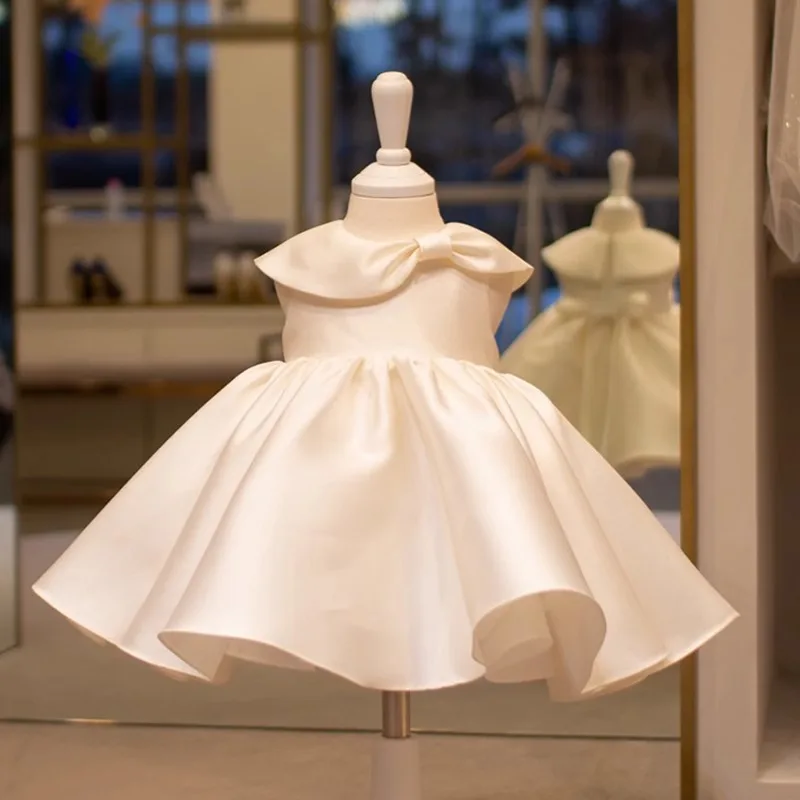 

1-8 years white Girls party dress 2-3T Flower birthday dresses Performance Banquet Simple wedding New 6-7years