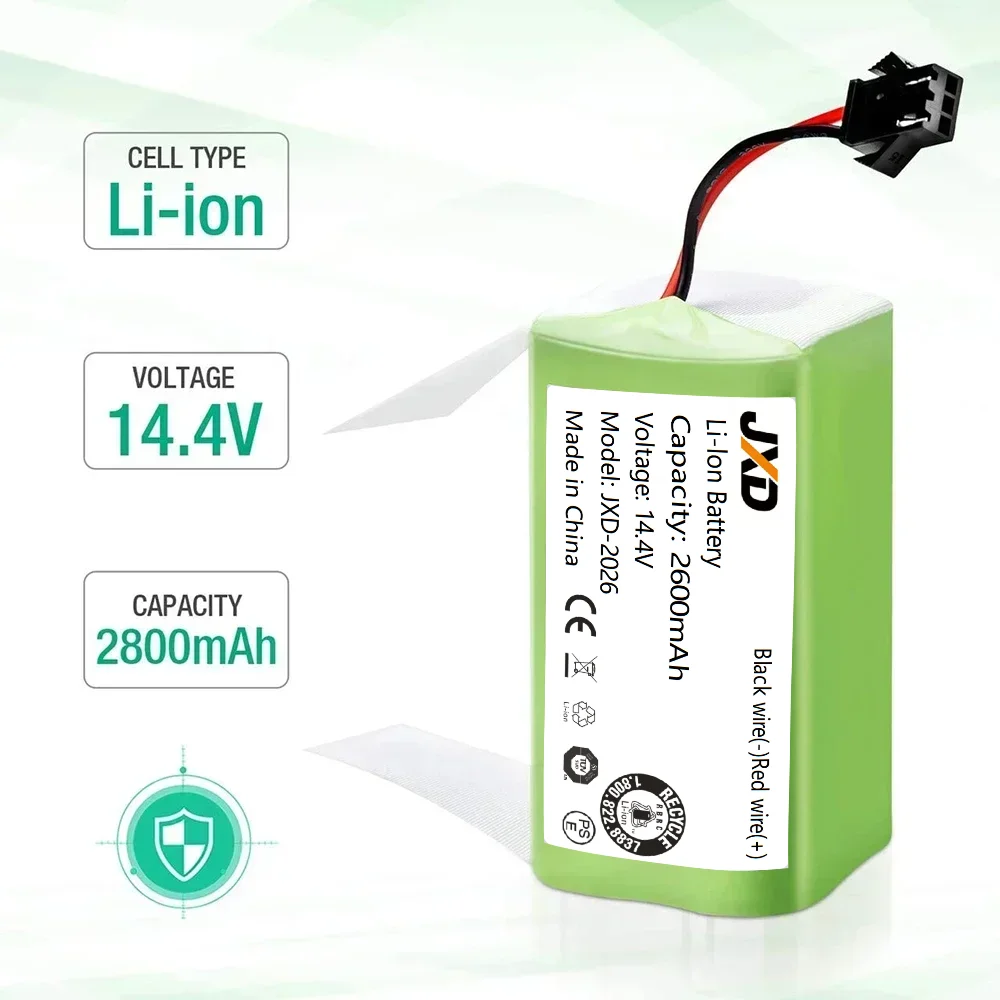 JXD 14.4V 2600mAh Li-ion Battery for Conga Excellence 990 1090 Ecovacs Deebot N79S N79 DN622 Eufy Robovac 11 11S 12 35C X500