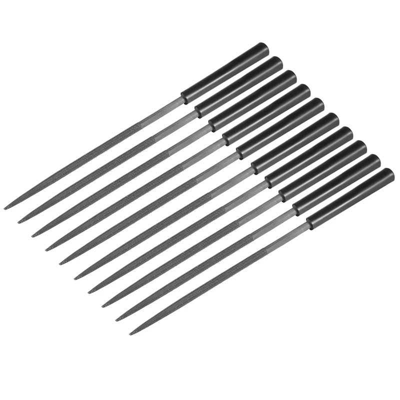 uxcell 10Pcs Second Cut Double Cut File Steel Round Flat Needle File with Plastic Handle 4mm x 160mm for Workshop Metal DIY Tool