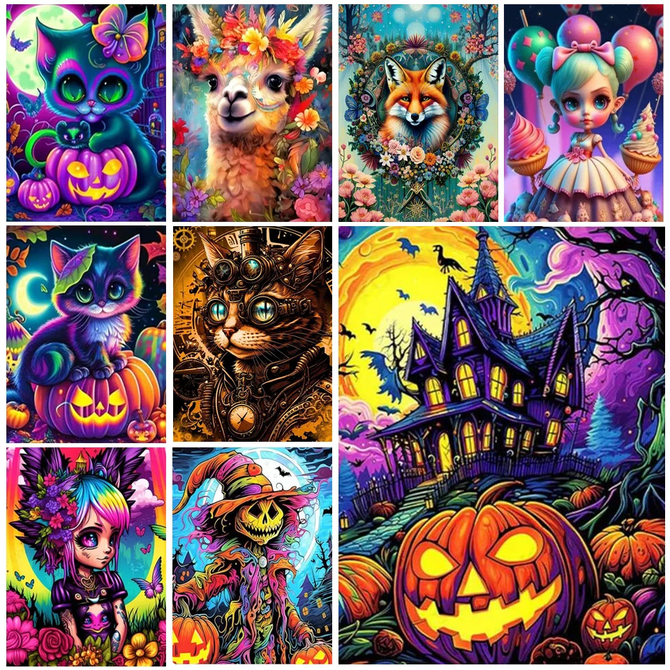 Алмазная живопись «сделай сам» с котом альпакой, полноразмерная/круглая Алмазная мозаика, вышивка, милое животное, картина из искусственных камней, домашний декор WE1505