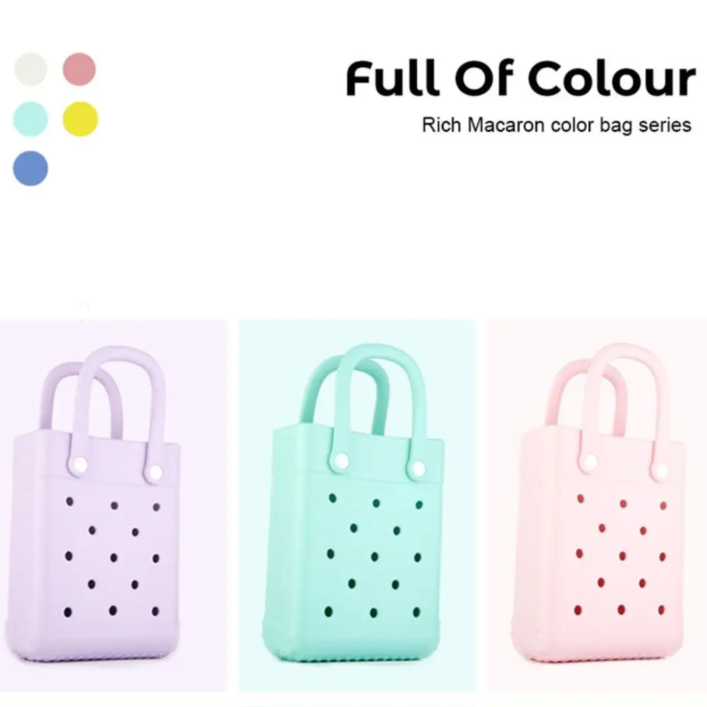 Tote Bag Waterproof Cartoon Colorful Handbags DIY Portable Phone Bag Sandproof Durable EVA Handbags with Hole Travel