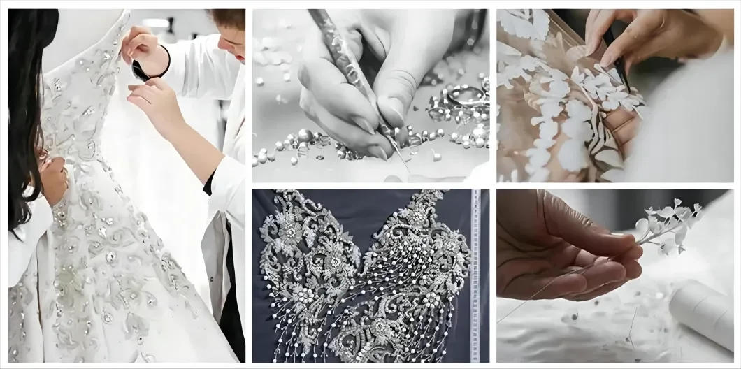 Customized Muslim Exquisite A-line Wedding Dresses V-Neck Applique Brush Train Tulle Satin Full Brideing Gown robe de mariée