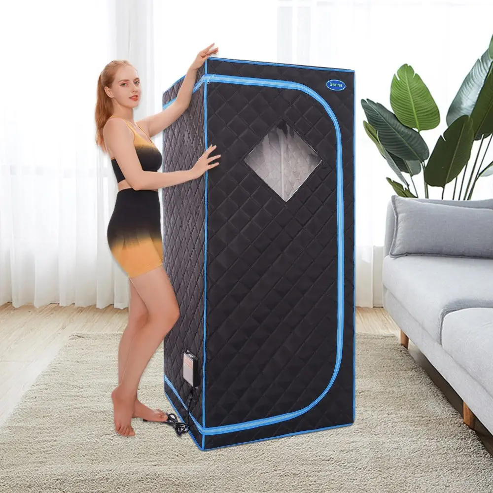 Portable Full-Size Black Infrared Sauna Tent – Home Spa with Infrared Panels, and Foldable Chair. Easy to Install!