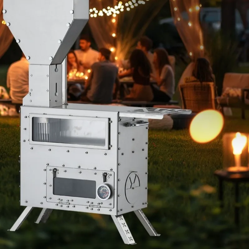 Portable Folding Wood-burning Stove Outdoor Camping Stainless Steel Cooking Stove High-temperature Resistant Camping Equipment
