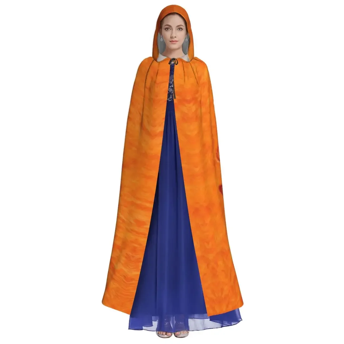 Customization Women Men Orange Pumpkin Face Halloween Cloak With Hood Grim Reaper Robe Costume For Party