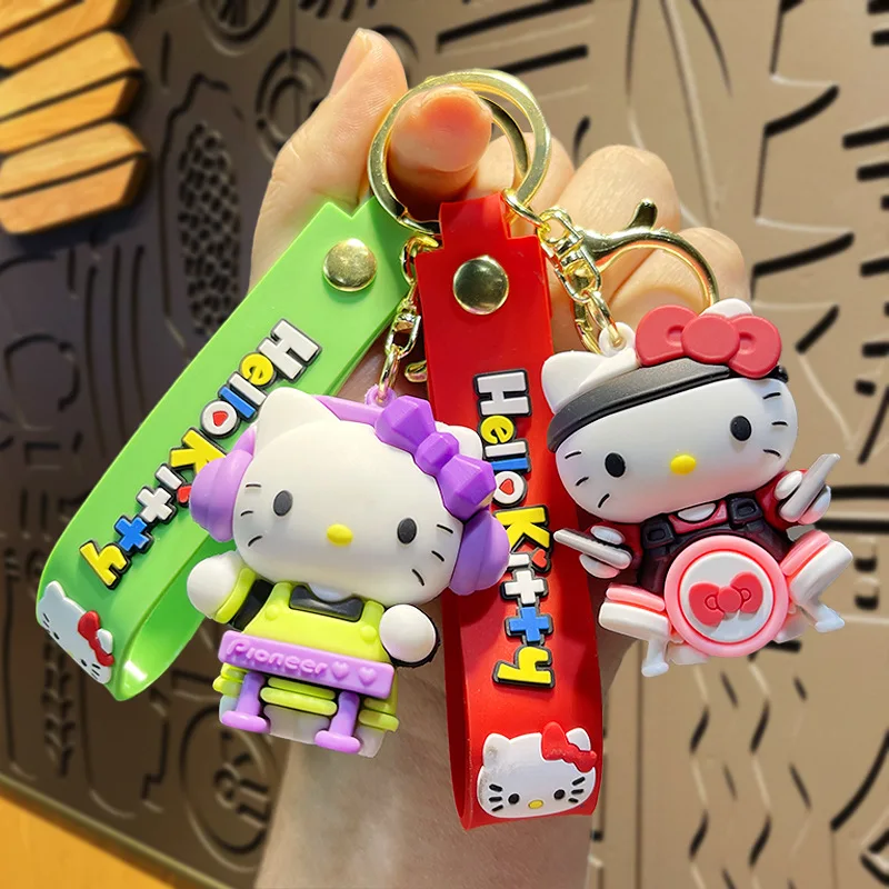 Sanrio Melody Kuromi Hello Kitty Cinnamoroll Soft Rubber KT Cat Keychain Car Bag Pendant Keyring Birthday Jewelry Holiday Gifts