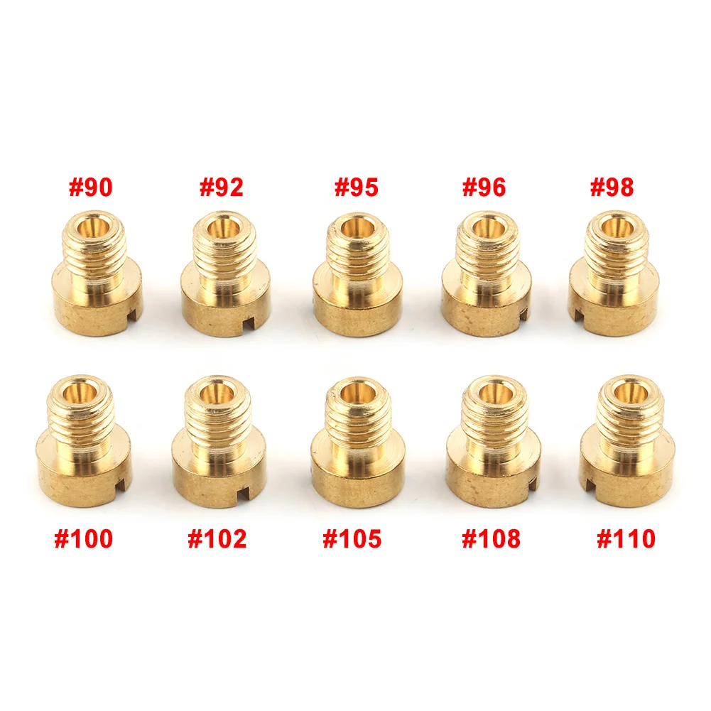 10Pcs M5 Main jet For Dellorto Carburetor SHA SHB UA UB PHBG VHB-CS VHBT-CS 90 92 95 96 98 100 102 105 108 110