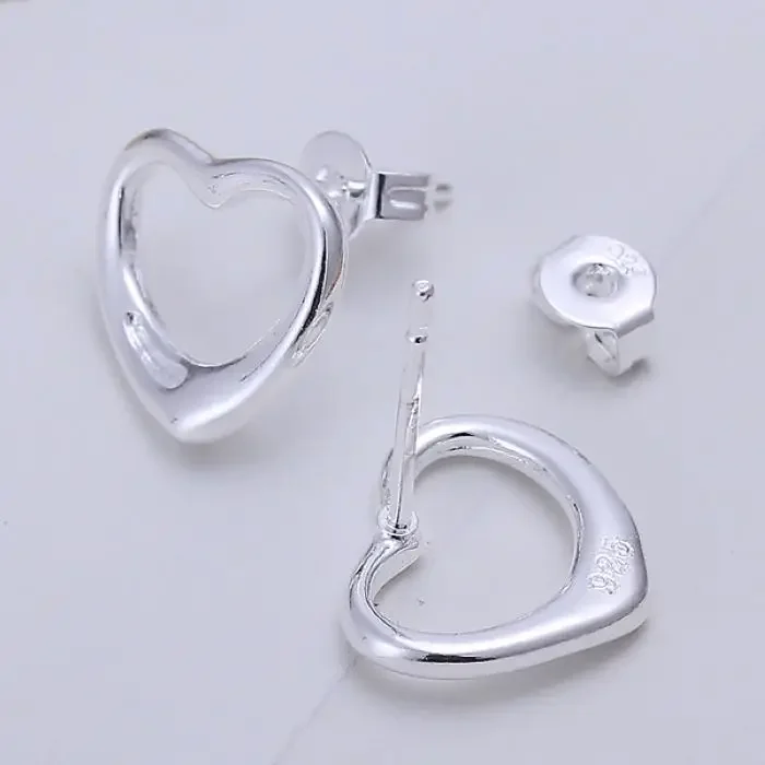 Wholesale hot lovely fashion high quality 925 Sterling Silver stud heart party Earring Jewelry women wedding  E099