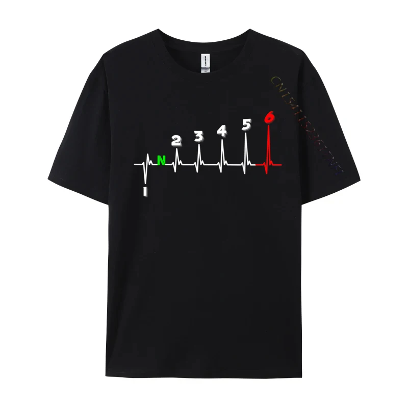 Motorcycle Heartbeat Ecg Heart Rate Gear Shifter Gears Tshirts Slim Fit Tops & Tees Coupons T-Shirts Male