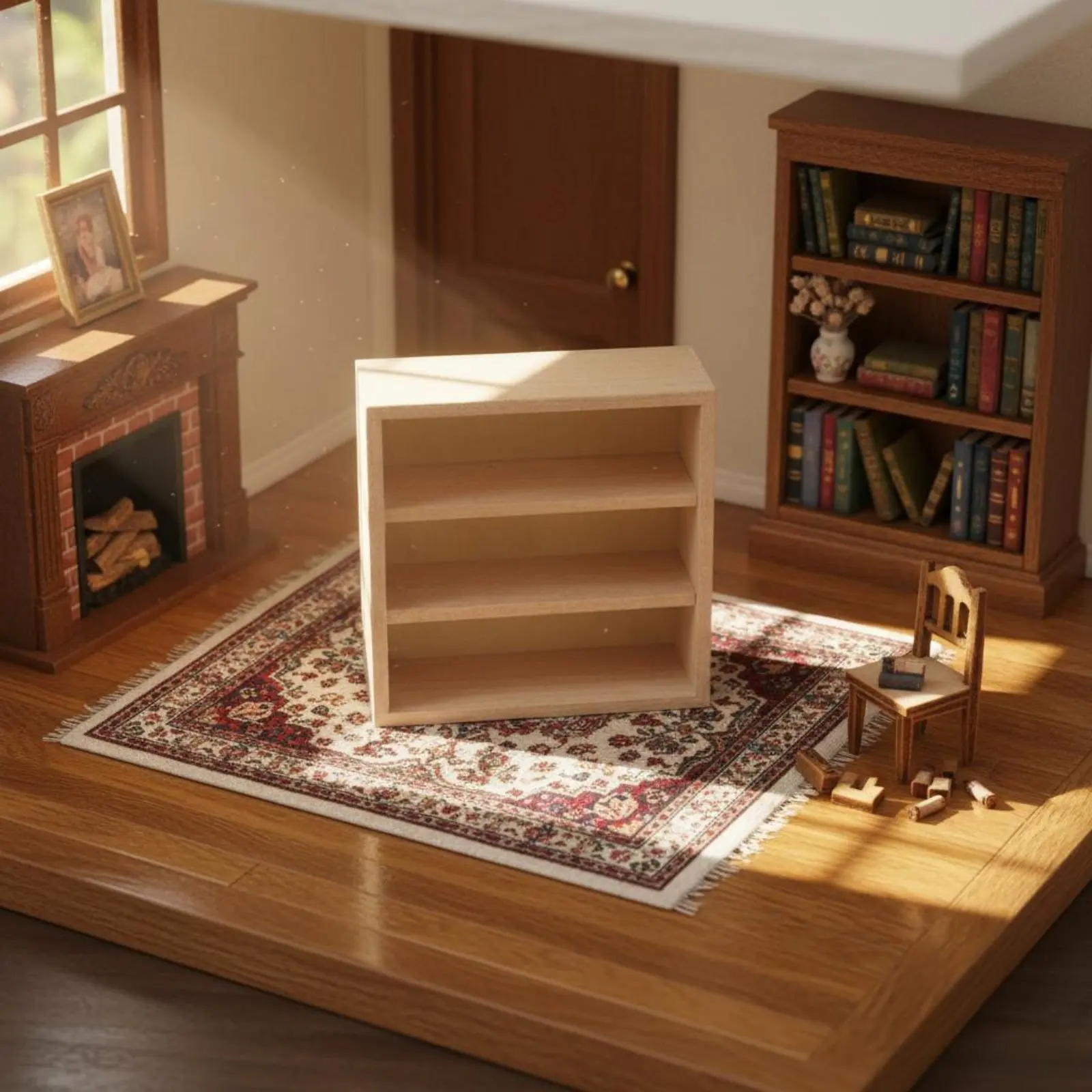 

1:12 Scale Dollhouse Cabinet Sturdy Wood Construction Unpainted Wooden Miniature Cabinet Miniature Wooden Cupboard