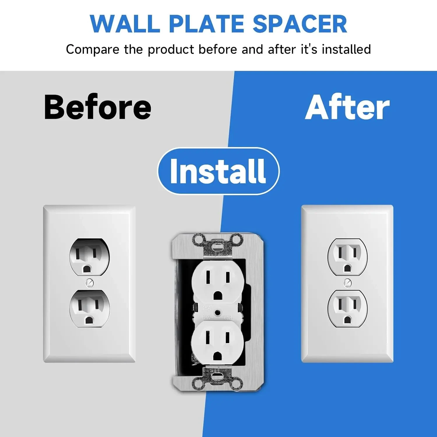 5Pcs Wall Plate Spacer,Spacers for Electrical Outlets, Metal Flush Fit Device Leveling Plates for Electrical Outlet Repair