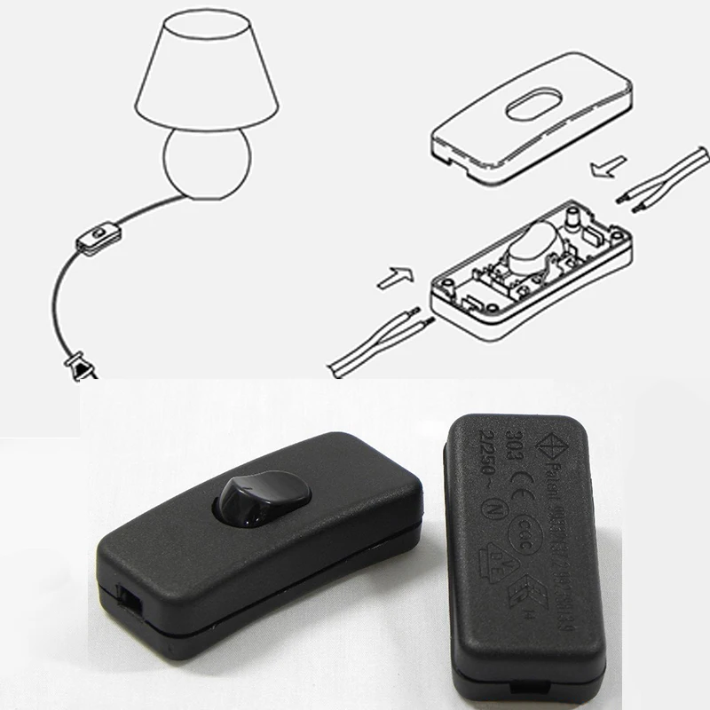 Light Switch AC  ON/OFF Table Desk Lamp Cord Toggle Rocker Switches Control For LED Lights Wiring Electric Switch