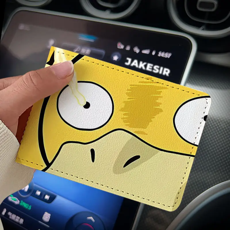 Pokemon Pikachu Driver\'s License Holders Cartoon Gengar ID Card Holders Kawaii Psyduck Credit Card Case PU 4 Card Slot Cover