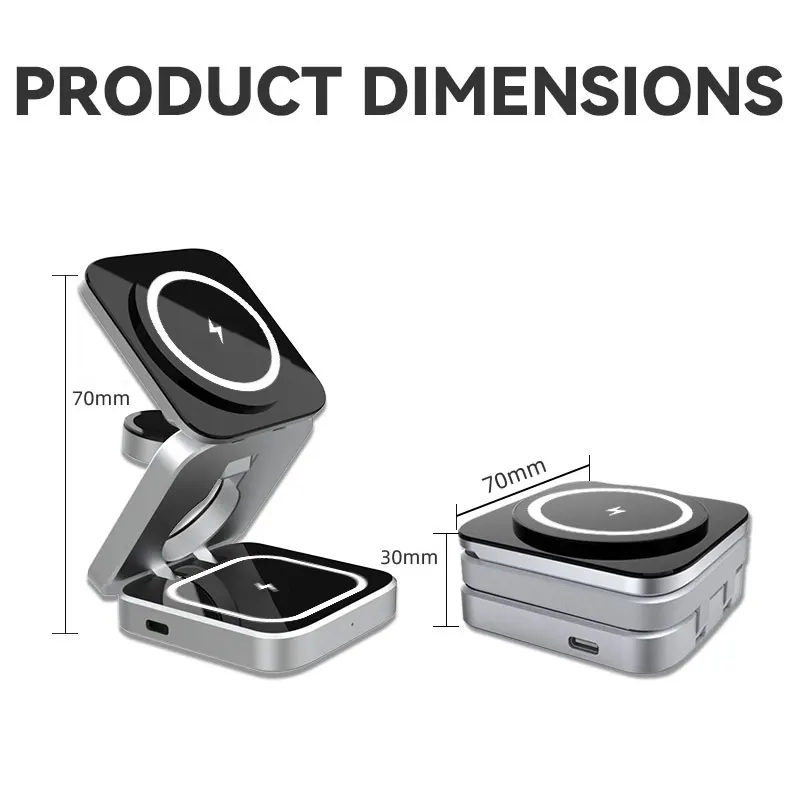 3 in 1 Strong Magnetic Wireless Charger Stand Pad Foldable for iPhone 14 13 12 Apple Watch 8 7 6 AirPods Fast Charging Station