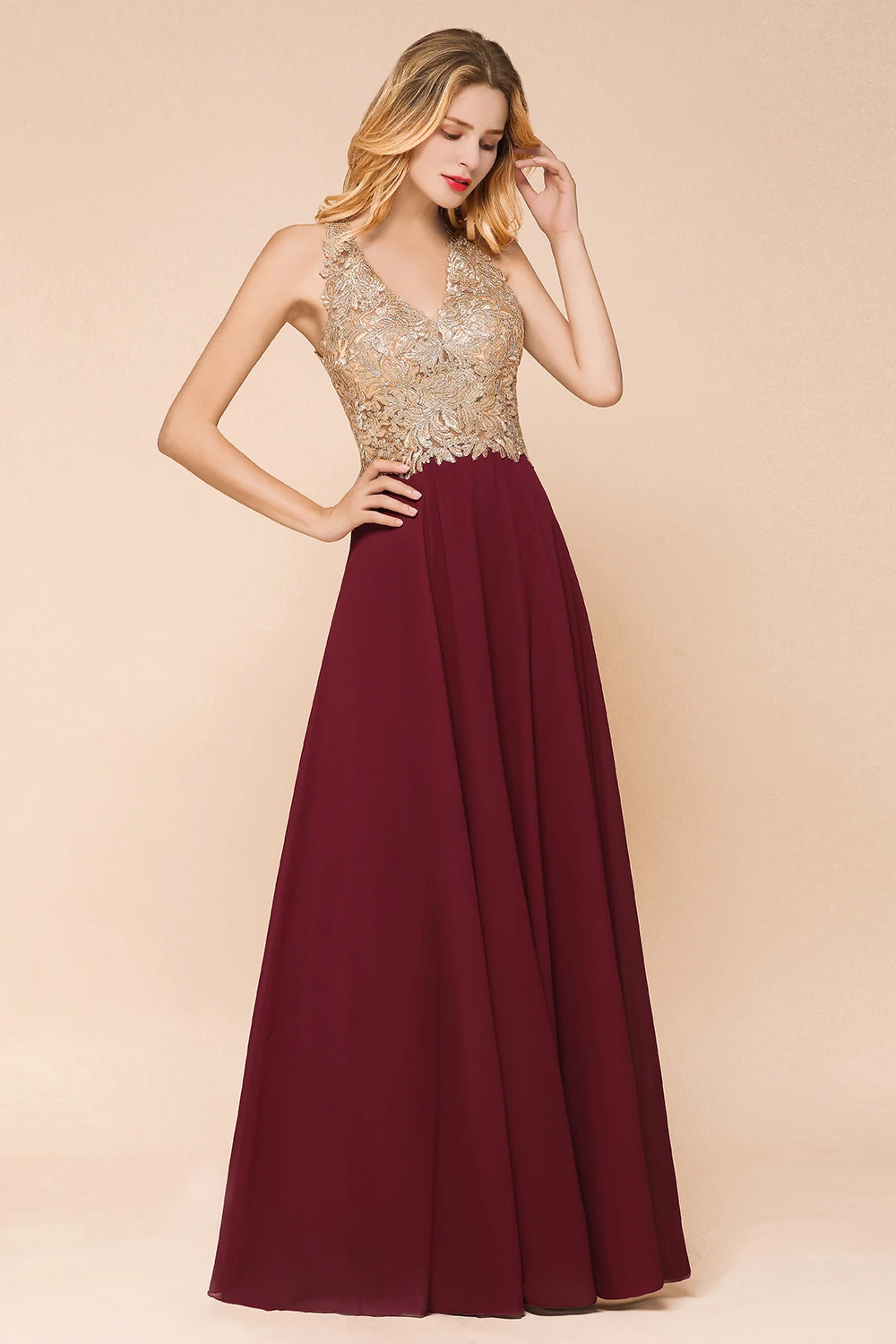 Burgundy Sexy Deep V Neck Lace Burgundy Long Evening Dresses Elegant Backless Appliques A Line Formal Party Prom Gowns Vestidos