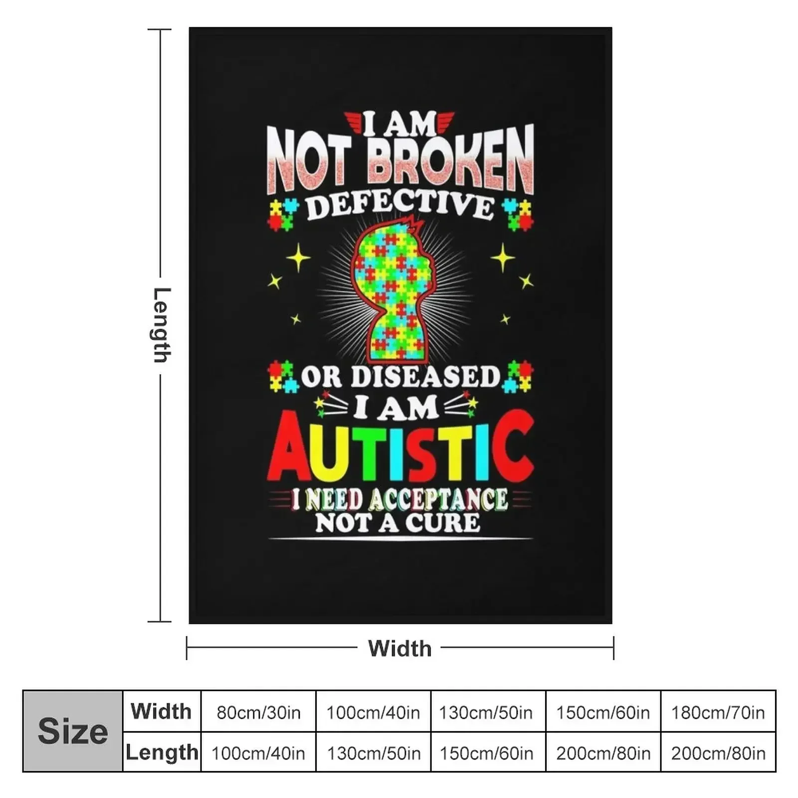 I Am Not Broken Defective Or Deceased Autism Awareness Gift Throw Blanket Soft Plaid Multi-Purpose Flannels bed plaid Blankets