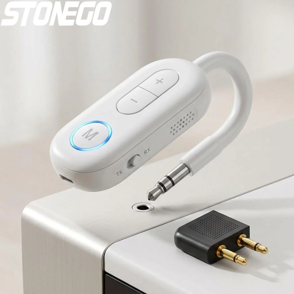 

Wireless Bluetooth 5.3 Audio Adapter TV Airplane Car Speaker Headphone 3.5mm Jack Transmitter Receiver Dual Mode