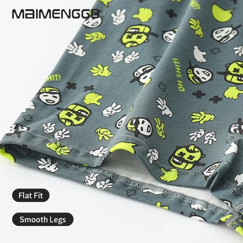 Men\'s Panties Boxer Shorts Cotton Underwear for Men Green Cartoon Underpants Moisture Wicking & Breathable Boxer Briefs