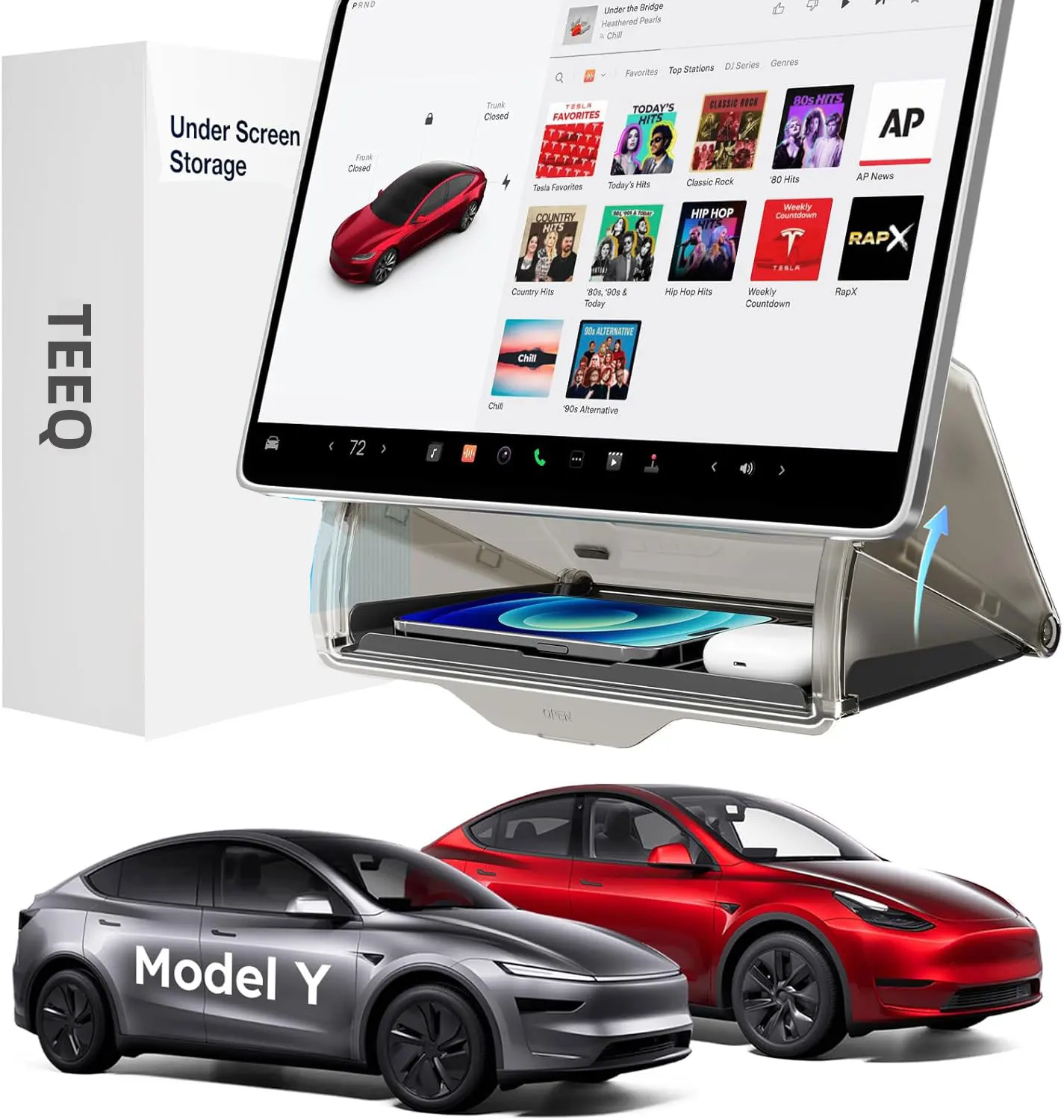 

Under Screen Storage Box Tesla Model Y Juniper New Model 3/Y Accessories, Center Console Organizer Tray for Model Y