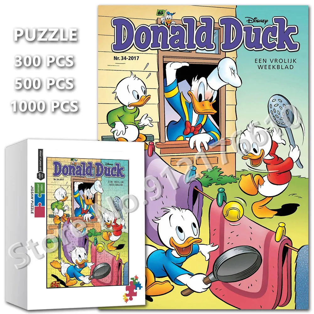 Disney Donald Duck Puzzle Cute Cartoon Anime 300/500/1000 Pieces Wooden Puzzle for Adult Educational Family Handmade Games Toys