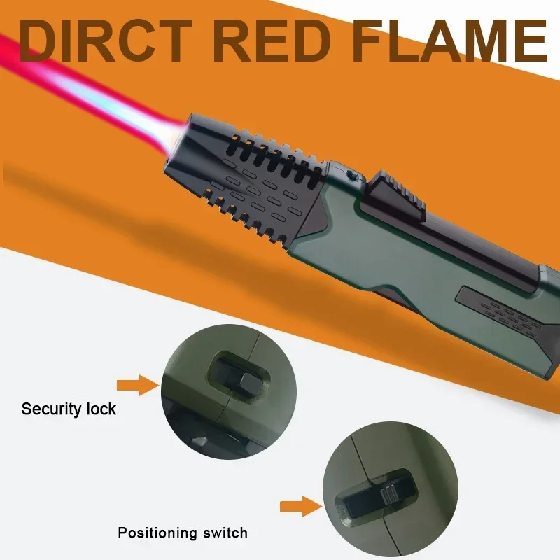 New Metal Windproof Butane Gas Powerful Red jet Flame Torch Lighters Portable Outdoor Camping BBQ Kitchen Ignition Cigar Lighter