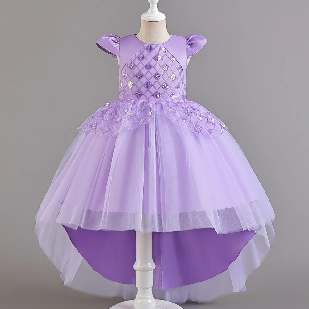 Girls Luxury Wedding Princess Ceremonial Eid Dresses Graduation 4 5 8 To 10 12 Years Girl Parties Children's Lilac Kids Costume