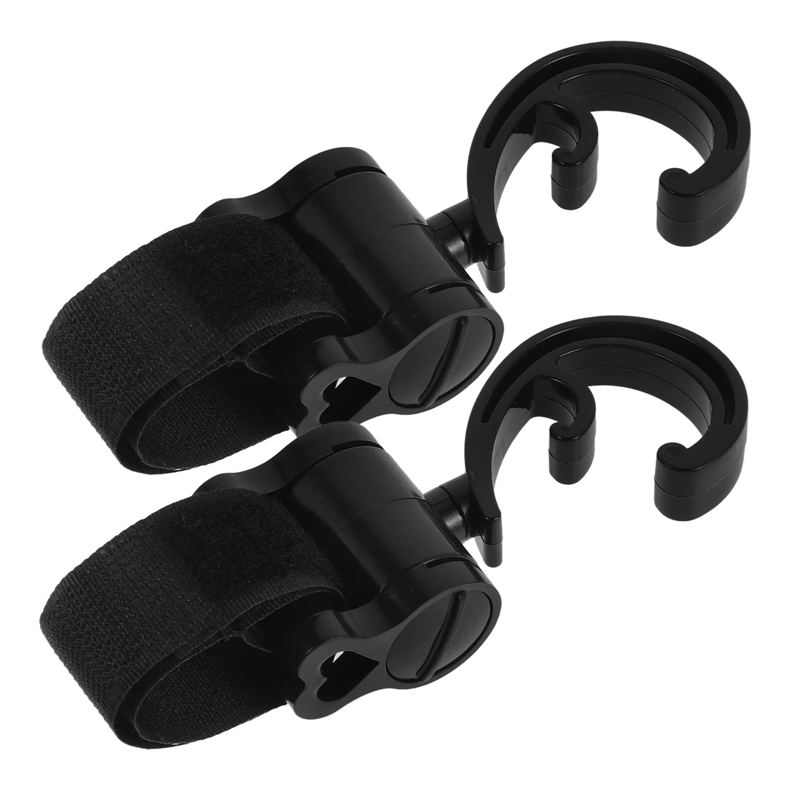 

2Pcs Stroller Hanger Hooks Rotatable Semi Enclosed Double Clips Strap for Hanging Diaper Bags Purse Grocery Shopping