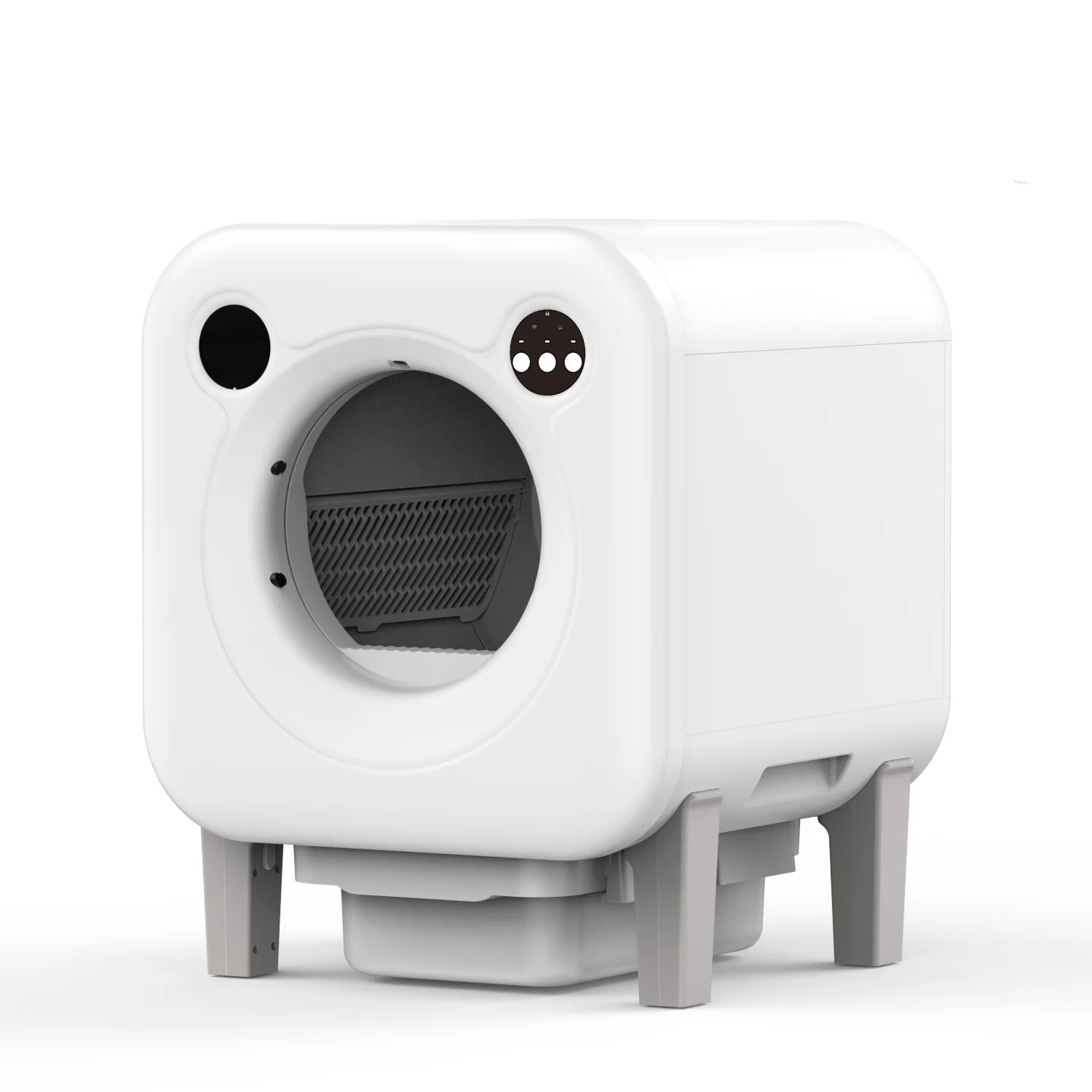 

Modern Intelligent App-Controlled Plastic Round Smart Cat Litter Box 14L With Automatic Cleaning & Odor Control