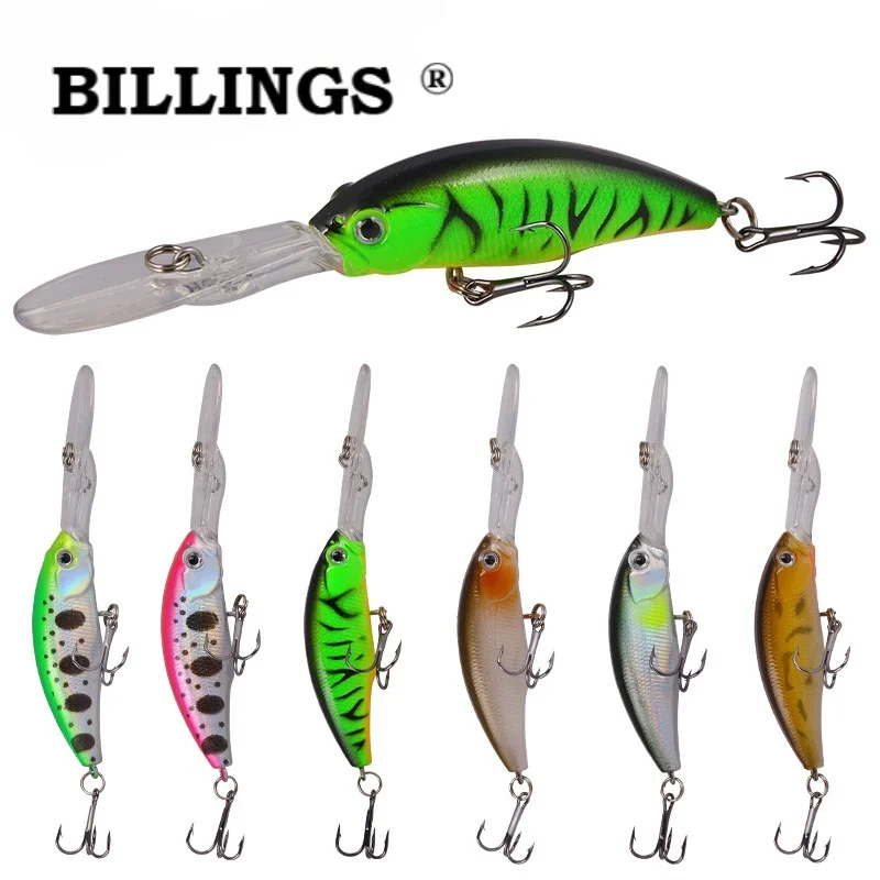BILLINGS 1 Stück Schwimmender Langzungen-Tieftauch-Minnow-Köder 10CM/7,5G Künstlicher Harter Köder Praktisches Angelzubehör