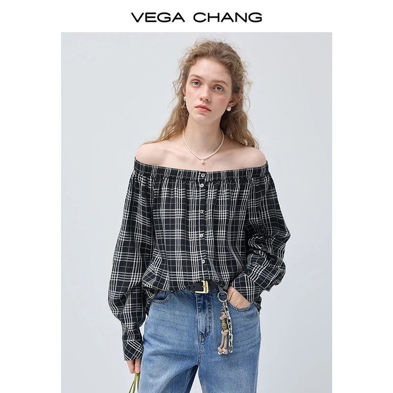 

Новая женская блузка Vega Chang из лиоцелла с открытыми плечами и длинными рукавами для весны и осени