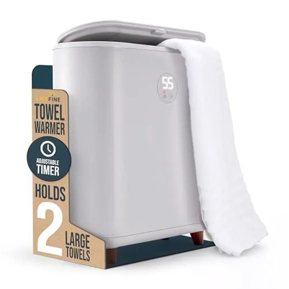 Luxury Towel Warmer with Large Capacity Bucket Style Heater LED Display Timer Auto Shut-Off Fits Two 40” x 70” Oversized Towels