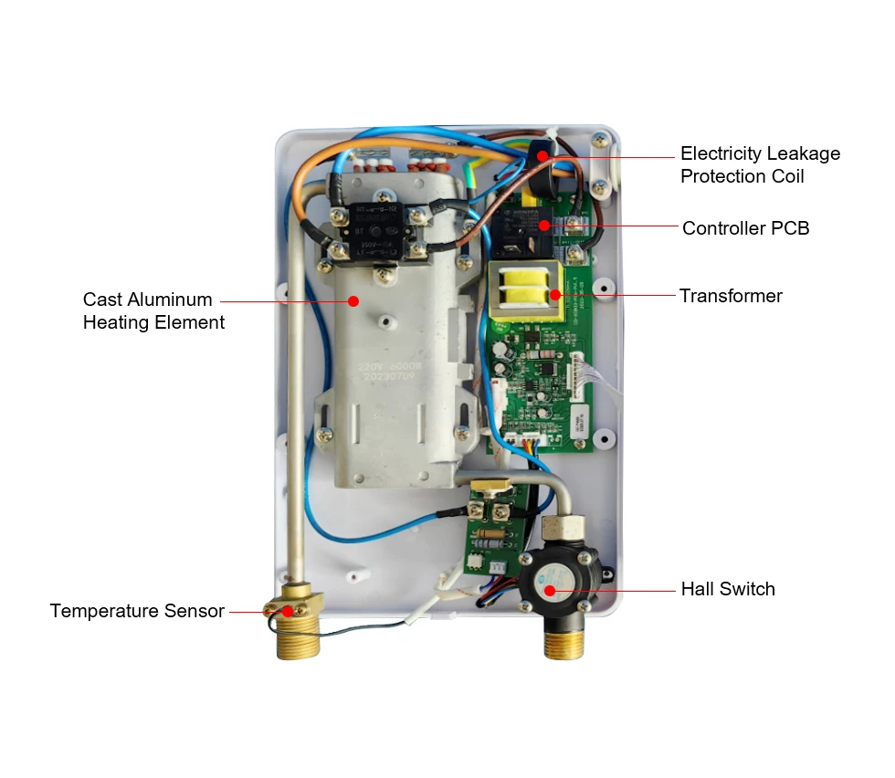 220V 6000W Wifiリモコン付きアンラビアタンクレス電気温水ポータブル電気シャワー