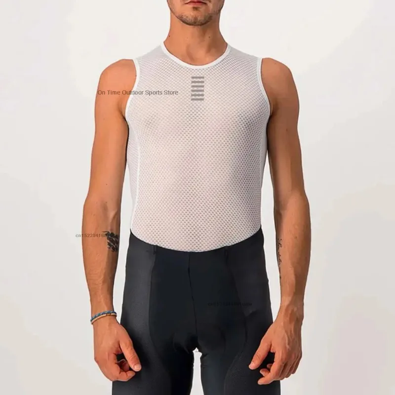 

Cycling Base Layer Reflective Underwear White Cycling Jersey Sport Vest Men Undershirt Quick Dry Elastici Vest Road Bike Jersey