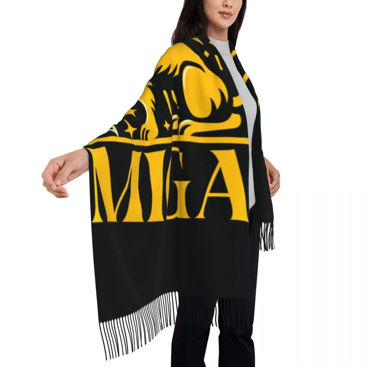 Make Iran Great Again Scarf with Long Tassel Outdoor Shawls and Wraps Womens New Design Large Scarves Winter y2k Funny Bandana