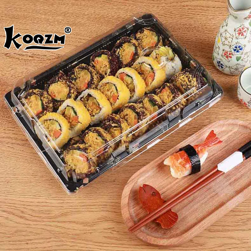 10Pcs Thickened Sushi Boxes With Lids Disposable Eco Friendly Food Containers Take Out Boxes Carry Out Containers